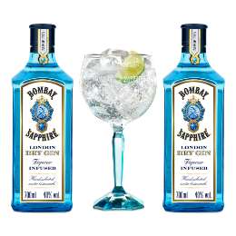 Εικόνα της Bombay Sapphire Gin 700ml (Gift Pack 2 Bottles + 1 Glass)